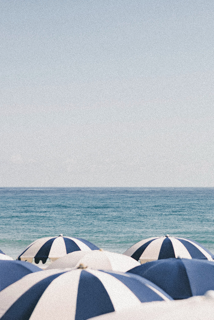 Ocean with umbrellas